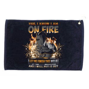 Welder I Know I'm on Fire Funny Grommeted Golf Towel