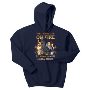 Welder I Know I'm on Fire Funny Kids Hoodie