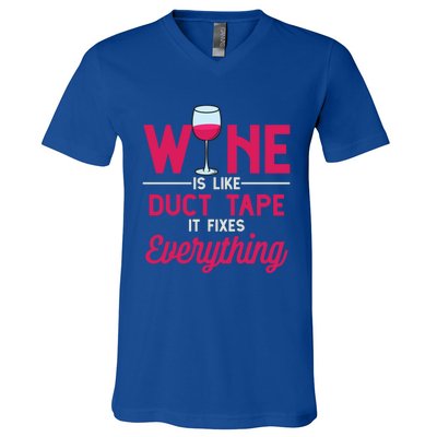 Wine Is Like Duct Tape It Fixes Everything Funny Ing Funny Gift V-Neck T-Shirt