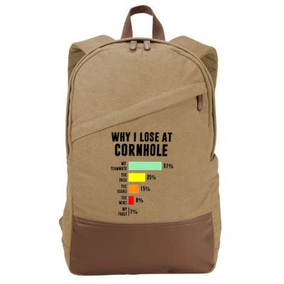 Why I Lose At Cornhole My Teammate 51% The Bags 25% Cotton Canvas Backpack