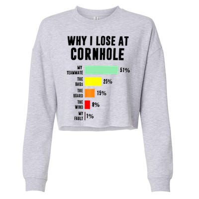Why I Lose At Cornhole My Teammate 51% The Bags 25% Cropped Pullover Crew