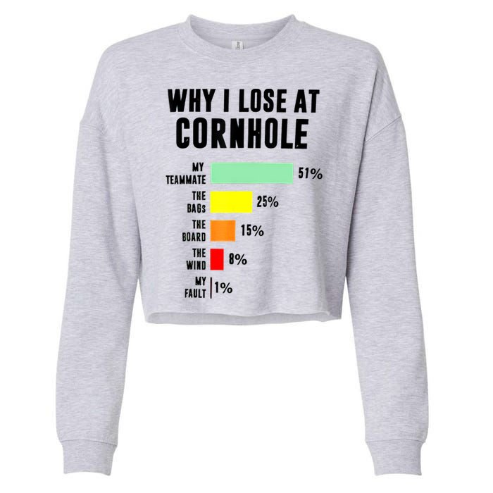 Why I Lose At Cornhole My Teammate 51% The Bags 25% Cropped Pullover Crew