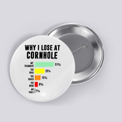 Why I Lose At Cornhole My Teammate 51% The Bags 25% Button