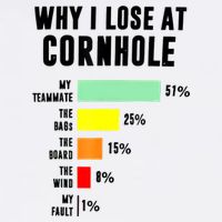 Why I Lose At Cornhole My Teammate 51% The Bags 25% Button