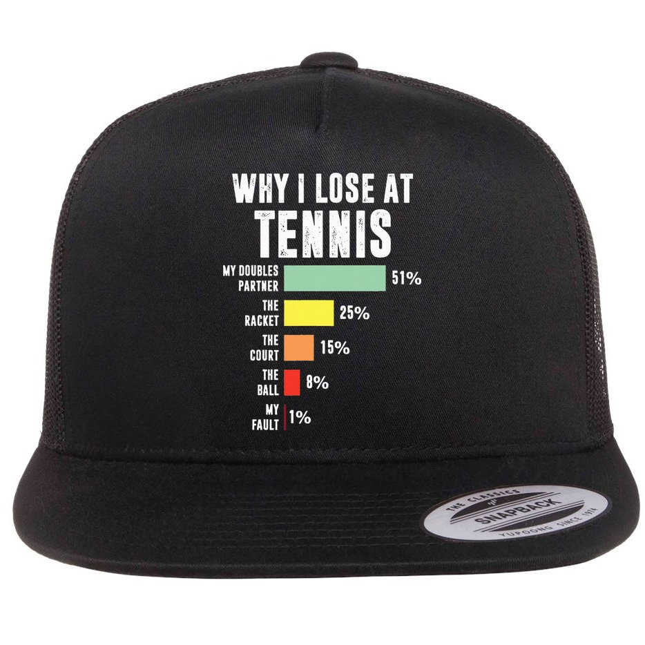 Why I Lose At Tennis Funny Tennis Player Flat Bill Trucker Hat