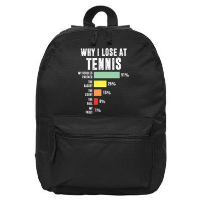 Why I Lose At Tennis Funny Tennis Player 16 in Basic Backpack