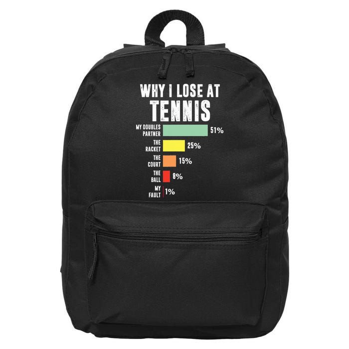 Why I Lose At Tennis Funny Tennis Player 16 in Basic Backpack