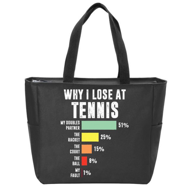 Why I Lose At Tennis Funny Tennis Player Zip Tote Bag