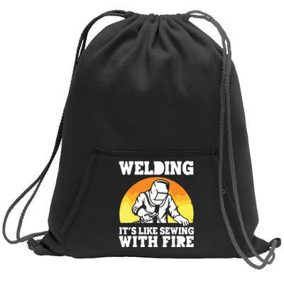 Welding It's Like Sewing With Fire Funny Welder Husband Sweatshirt Cinch Pack Bag