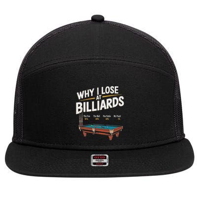 Why I Lose At Billiards Pool Player Billiard Snooker 7 Panel Mesh Trucker Snapback Hat