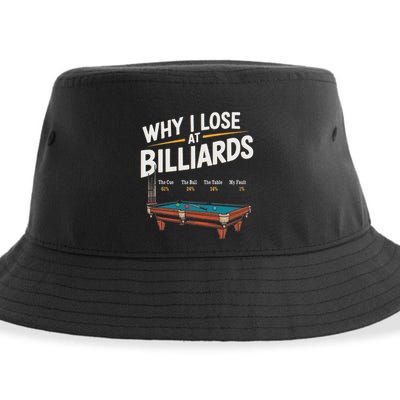 Why I Lose At Billiards Pool Player Billiard Snooker Sustainable Bucket Hat