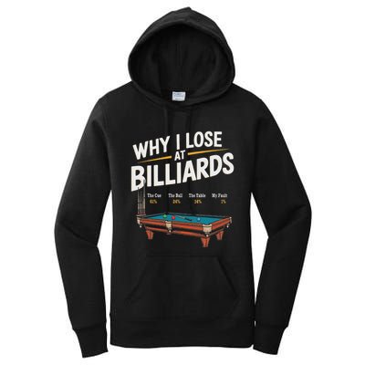 Why I Lose At Billiards Pool Player Billiard Snooker Women's Pullover Hoodie
