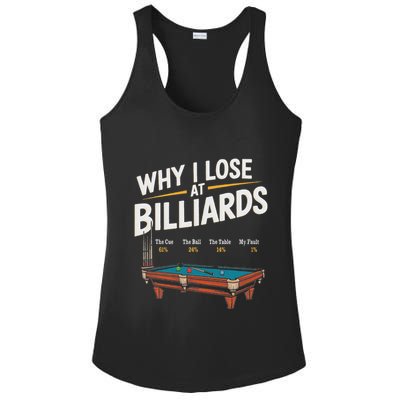 Why I Lose At Billiards Pool Player Billiard Snooker Ladies PosiCharge Competitor Racerback Tank