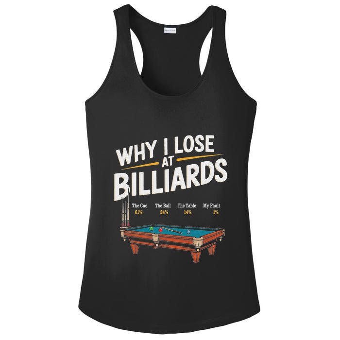 Why I Lose At Billiards Pool Player Billiard Snooker Ladies PosiCharge Competitor Racerback Tank