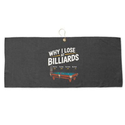 Why I Lose At Billiards Pool Player Billiard Snooker Large Microfiber Waffle Golf Towel