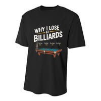 Why I Lose At Billiards Pool Player Billiard Snooker Youth Performance Sprint T-Shirt