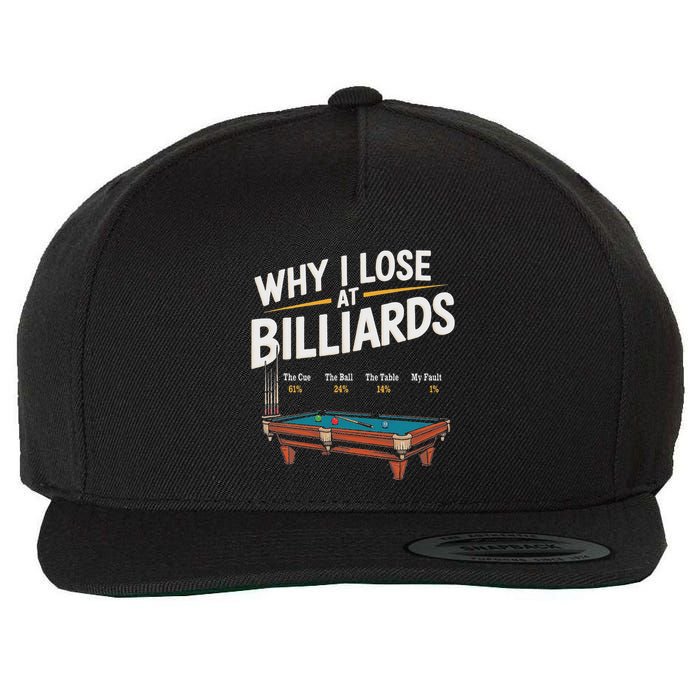 Why I Lose At Billiards Pool Player Billiard Snooker Wool Snapback Cap