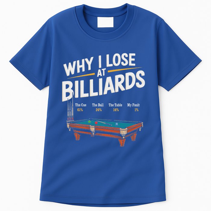 Why I Lose At Billiards Pool Player Billiard Snooker Tall T-Shirt