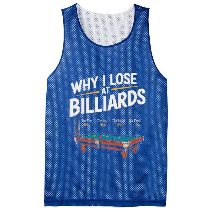 Why I Lose At Billiards Pool Player Billiard Snooker Mesh Reversible Basketball Jersey Tank