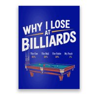Why I Lose At Billiards Pool Player Billiard Snooker Poster