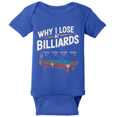 Why I Lose At Billiards Pool Player Billiard Snooker Baby Bodysuit