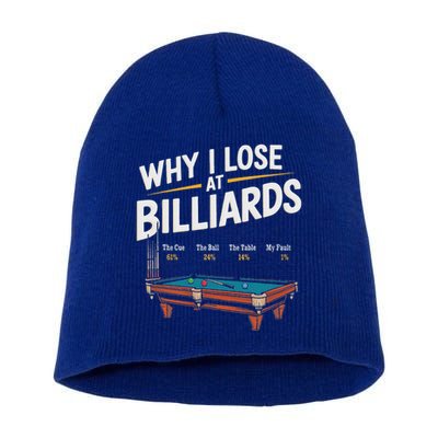Why I Lose At Billiards Pool Player Billiard Snooker Short Acrylic Beanie