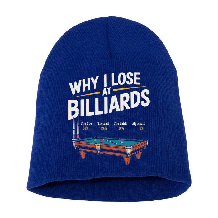 Why I Lose At Billiards Pool Player Billiard Snooker Short Acrylic Beanie