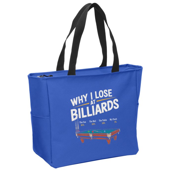 Why I Lose At Billiards Pool Player Billiard Snooker Zip Tote Bag