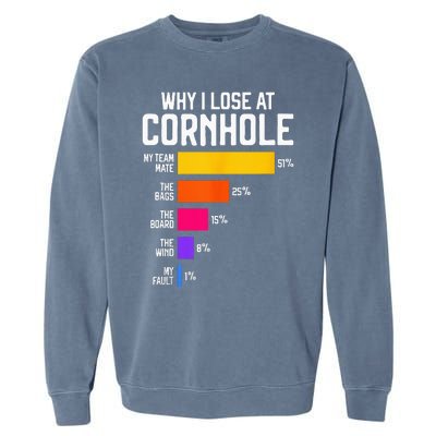 Why I Lose At Cornhole Humor Toss Like A Boss Garment-Dyed Sweatshirt