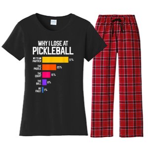 Why I Lose At Pickleball Humor Funny Pickleballers Women's Flannel Pajama Set