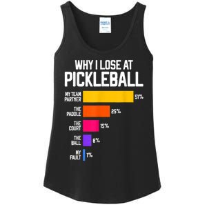 Why I Lose At Pickleball Humor Funny Pickleballers Ladies Essential Tank