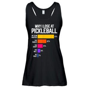 Why I Lose At Pickleball Humor Funny Pickleballers Ladies Essential Flowy Tank