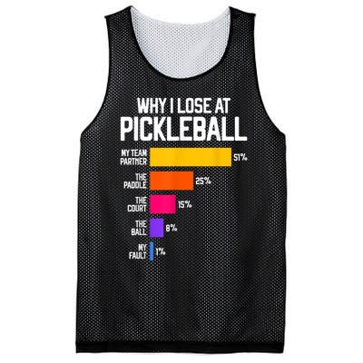 Why I Lose At Pickleball Humor Funny Pickleballers Mesh Reversible Basketball Jersey Tank