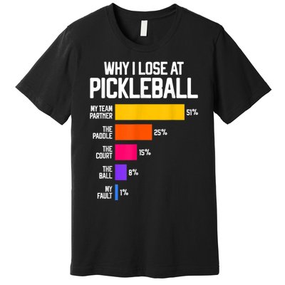 Why I Lose At Pickleball Humor Funny Pickleballers Premium T-Shirt