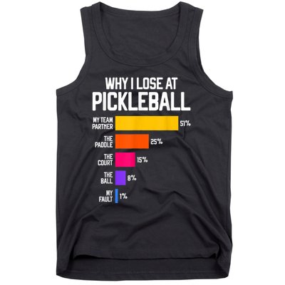 Why I Lose At Pickleball Humor Funny Pickleballers Tank Top