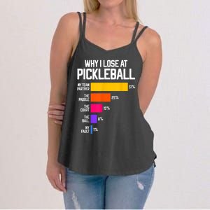 Why I Lose At Pickleball Humor Funny Pickleballers Women's Strappy Tank