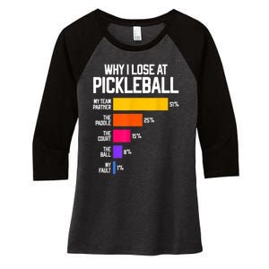 Why I Lose At Pickleball Humor Funny Pickleballers Women's Tri-Blend 3/4-Sleeve Raglan Shirt