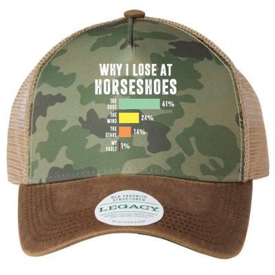 Why I Lose At Horseshoes, Funny Horseshoe Pitching Legacy Tie Dye Trucker Hat