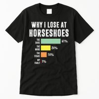 Why I Lose At Horseshoes, Funny Horseshoe Pitching Tall T-Shirt