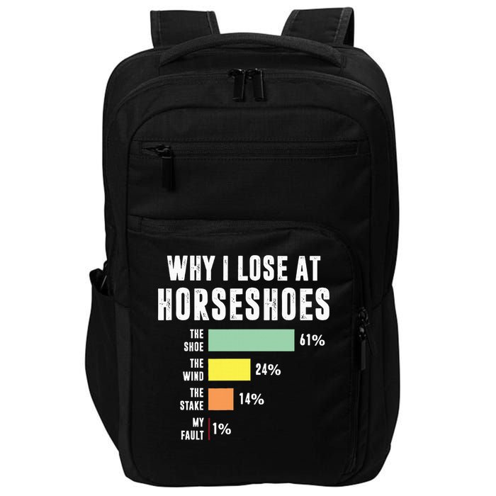 Why I Lose At Horseshoes, Funny Horseshoe Pitching Impact Tech Backpack