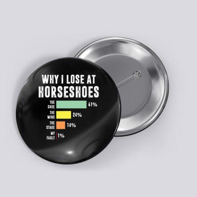 Why I Lose At Horseshoes, Funny Horseshoe Pitching Button