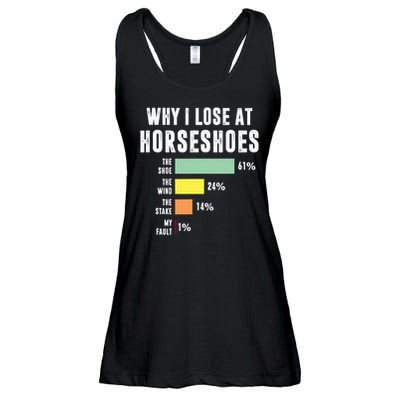 Why I Lose At Horseshoes, Funny Horseshoe Pitching Ladies Essential Flowy Tank