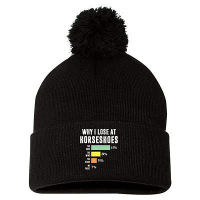 Why I Lose At Horseshoes, Funny Horseshoe Pitching Pom Pom 12in Knit Beanie