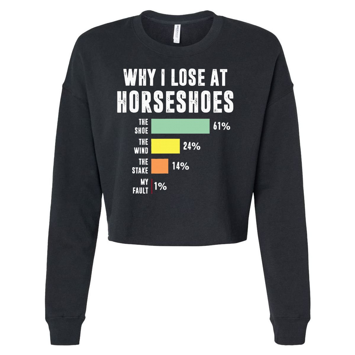 Why I Lose At Horseshoes, Funny Horseshoe Pitching Cropped Pullover Crew