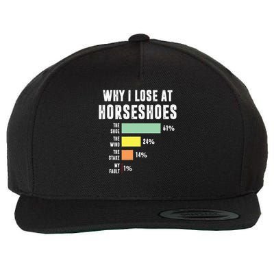 Why I Lose At Horseshoes, Funny Horseshoe Pitching Wool Snapback Cap