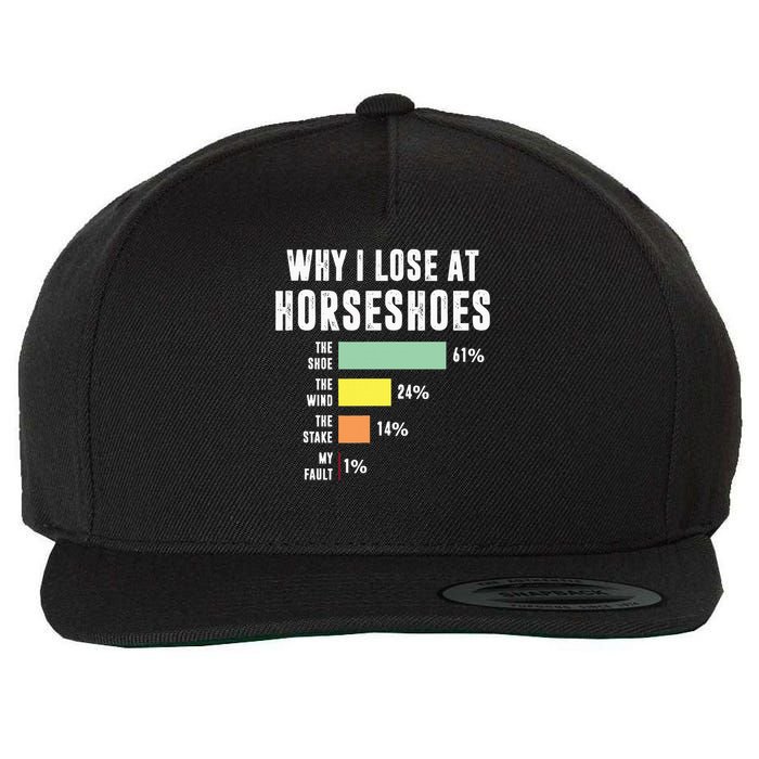 Why I Lose At Horseshoes, Funny Horseshoe Pitching Wool Snapback Cap