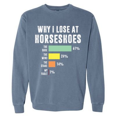 Why I Lose At Horseshoes, Funny Horseshoe Pitching Garment-Dyed Sweatshirt