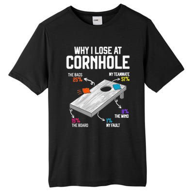 Why I Lose At Cornhole Humor Toss Like A Boss Tall Fusion ChromaSoft Performance T-Shirt