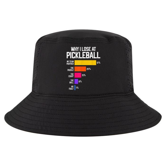 Why I Lose At Pickleball Humor Funny Pickleballers Cool Comfort Performance Bucket Hat