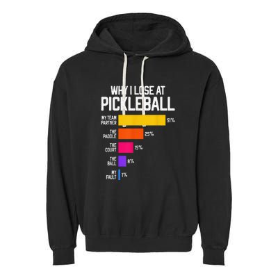 Why I Lose At Pickleball Humor Funny Pickleballers Garment-Dyed Fleece Hoodie